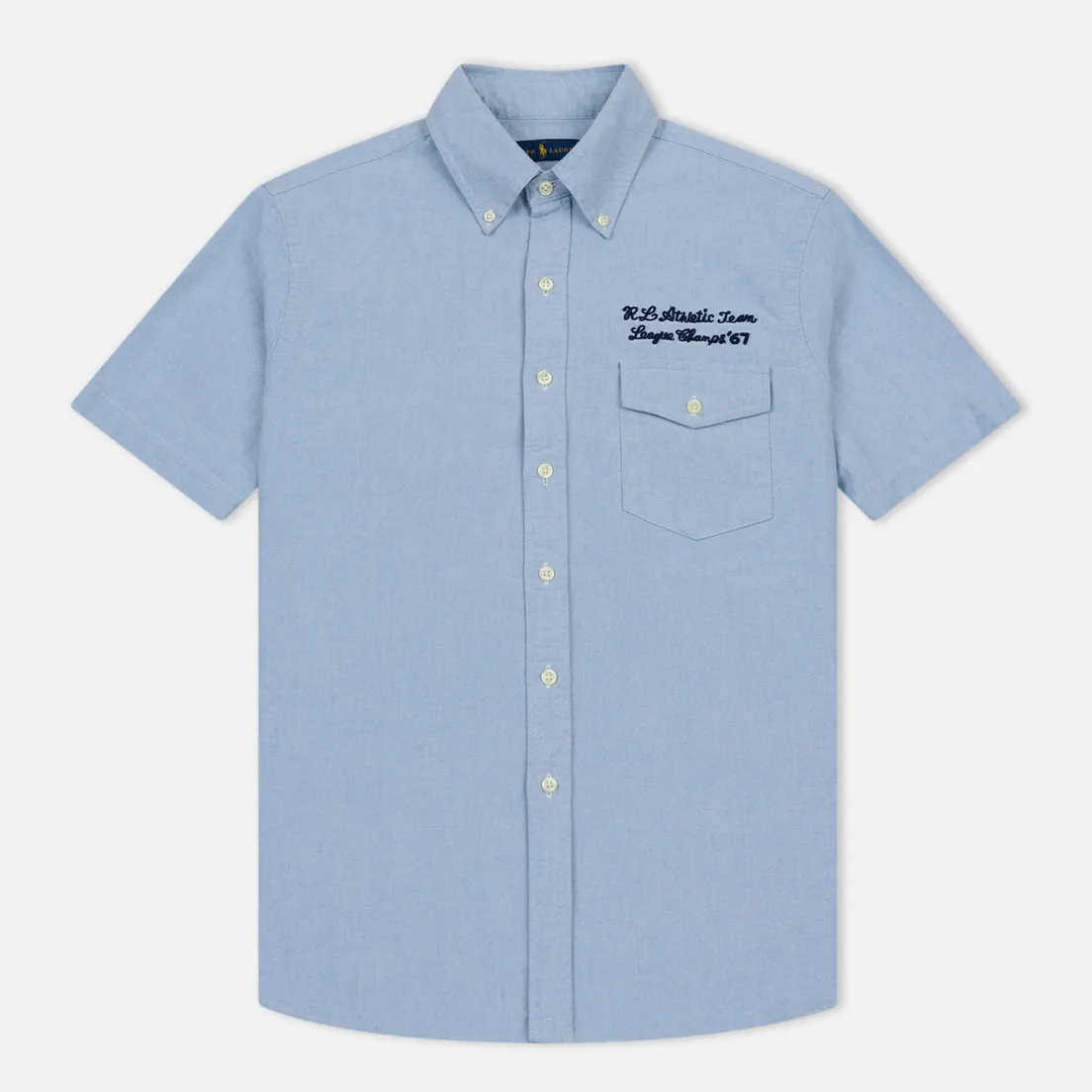 Polo Ralph Lauren Мужская рубашка Oxford Sport SS Embroidered Inscription