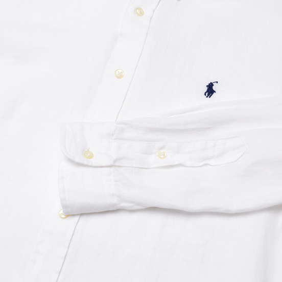 Мужская рубашка Polo Ralph Lauren Piece Dye Linen White