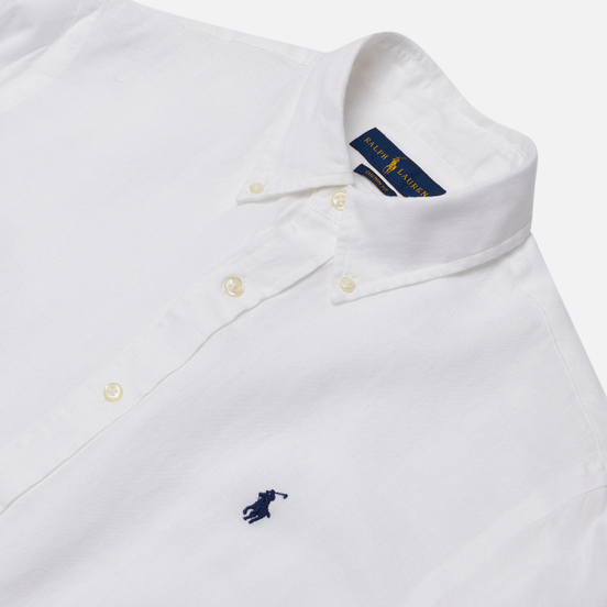 Мужская рубашка Polo Ralph Lauren Piece Dye Linen White
