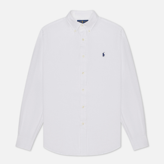 Мужская рубашка Polo Ralph Lauren Piece Dye Linen White