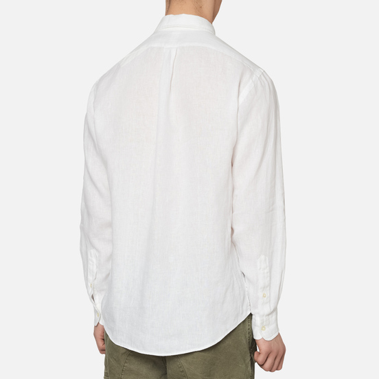 Мужская рубашка Polo Ralph Lauren Piece Dye Linen White