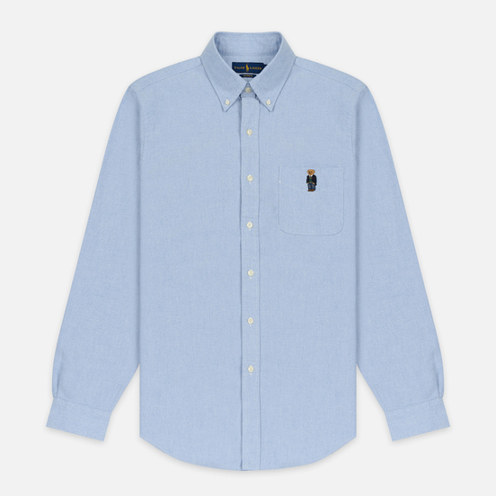 Мужская рубашка Polo Ralph Lauren Polo Bear Embroidered Pocket Oxford Blue