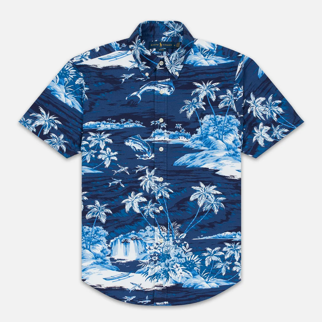 Polo Ralph Lauren Мужская рубашка Slim Fit Button Down Polo Pony Printed Oxford