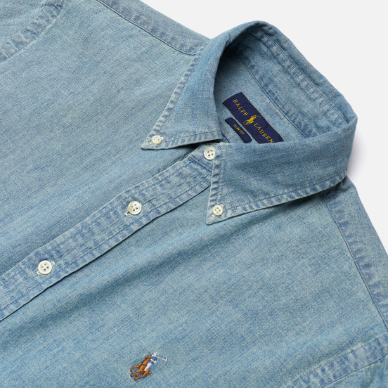 Мужская рубашка Polo Ralph Lauren Slim Fit Chambray Light Indigo