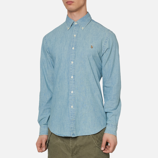 Мужская рубашка Polo Ralph Lauren Slim Fit Chambray Light Indigo