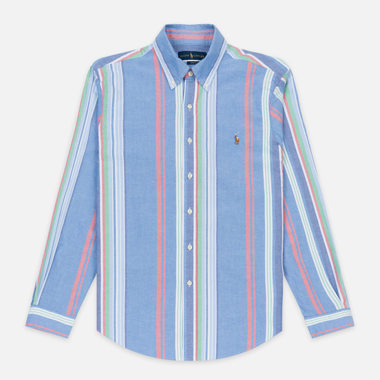 Мужская рубашка Polo Ralph Lauren Slim Fit Polo Pony Color Mini Logo Oxford Blue/Red Multi Stripe