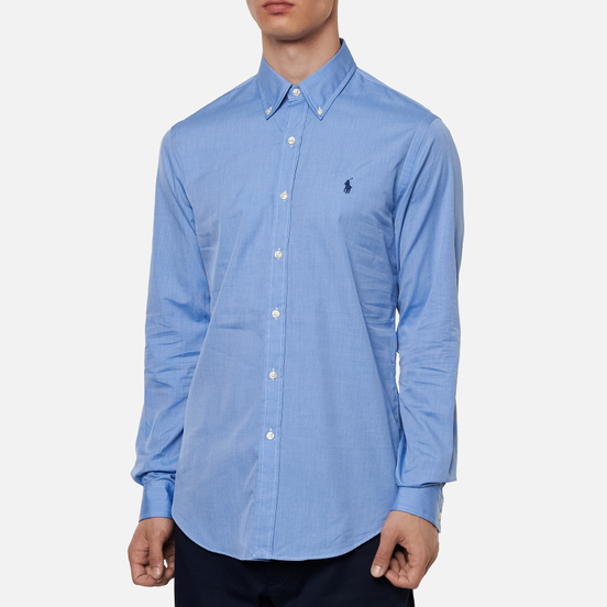 Мужская рубашка Polo Ralph Lauren Slim Fit Stretch Poplin Blue