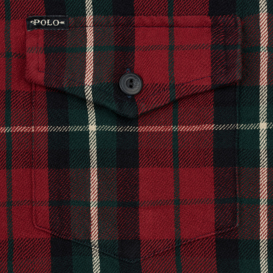 Мужская рубашка Polo Ralph Lauren Twill Plaid Elbow Patch Lamb Suede Vibe Red/Tan Multi