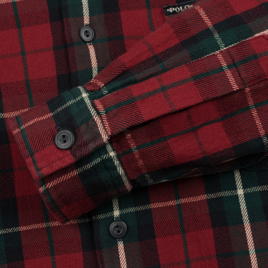 Мужская рубашка Polo Ralph Lauren Twill Plaid Elbow Patch Lamb Suede Vibe Red/Tan Multi