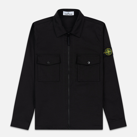 Мужская рубашка Stone Island Regular Fit Canvas Cotton Blend Zip Black
