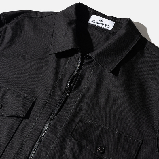 Мужская рубашка Stone Island Regular Fit Canvas Cotton Blend Zip Black