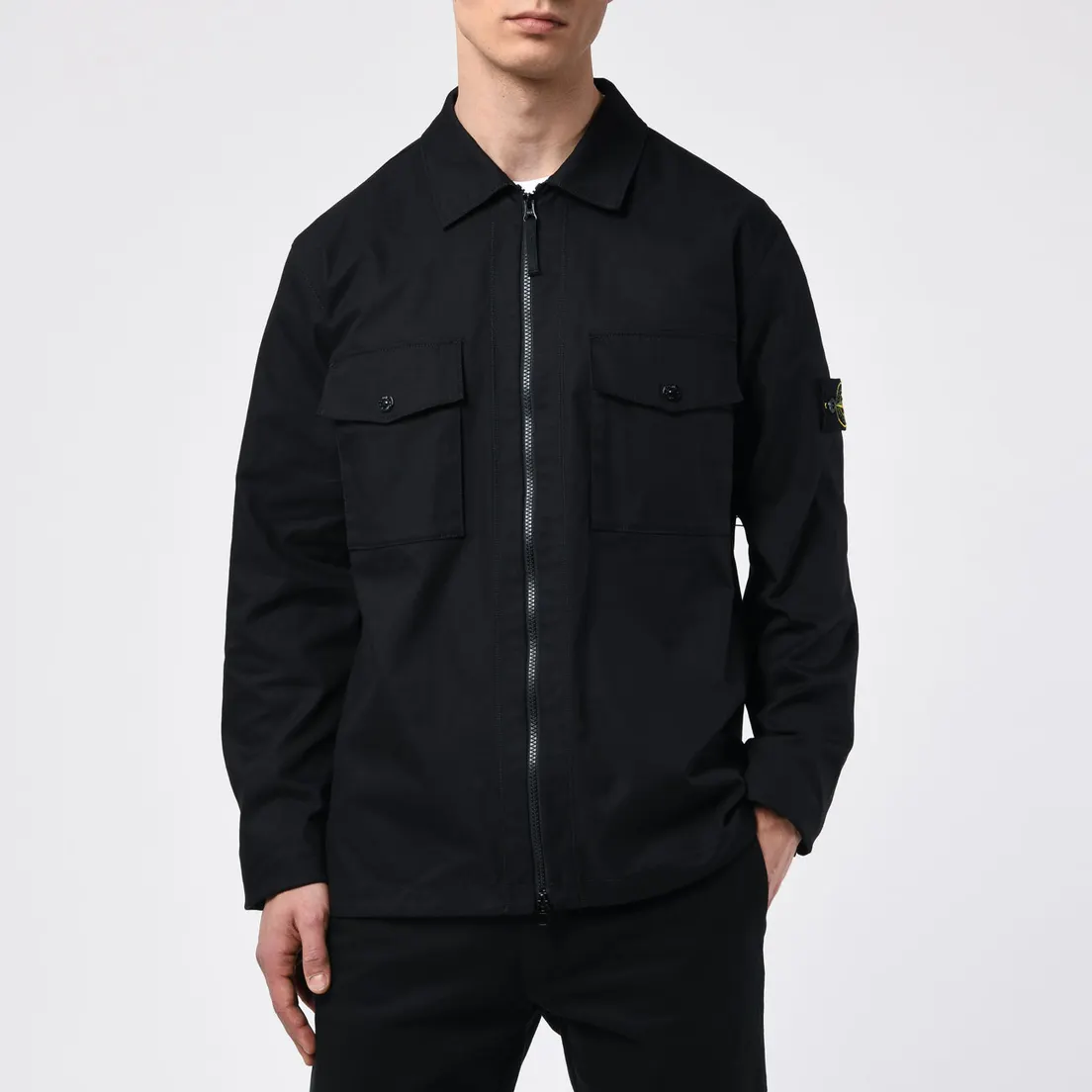 Stone Island Мужская рубашка Regular Fit Canvas Cotton Blend Zip