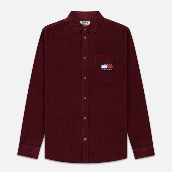 Мужская рубашка Tommy Jeans Corduroy Comfort Fit Burgundy