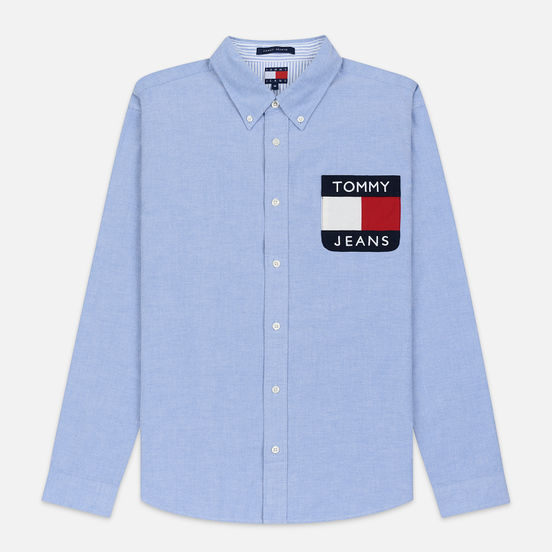 Мужская рубашка Tommy Jeans Flag Denim Blue Chambray