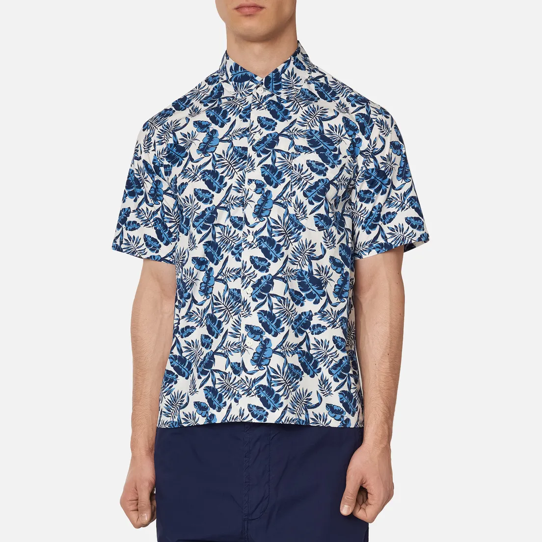 Universal Works Мужская рубашка Open Collar Japanese Flower