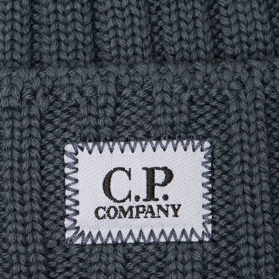 Шапка C.P. Company Wool Ribbed Logo Dark Slate