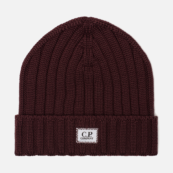 Шапка C.P. Company Wool Ribbed Logo Tawny Port Purple