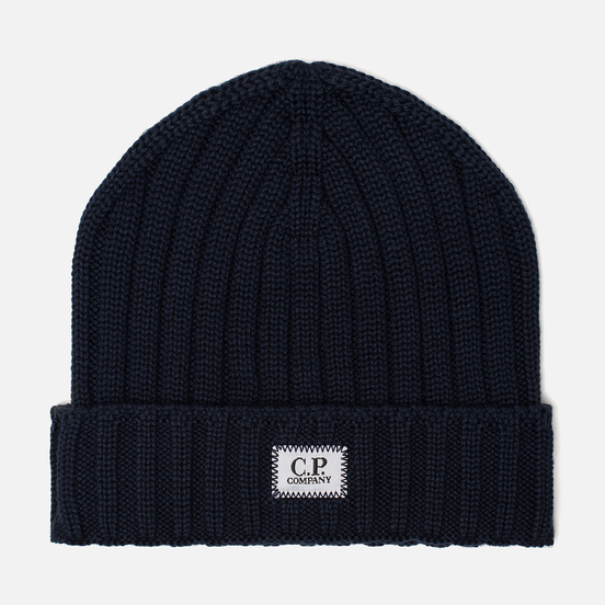 Шапка C.P. Company Wool Ribbed Logo Total Eclipse