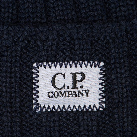 Шапка C.P. Company Wool Ribbed Logo Total Eclipse