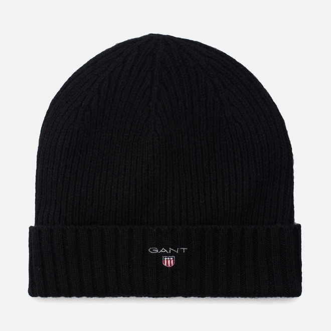 Шапка Gant Basic Fleece Lined Cotton/Wool Beanie Black
