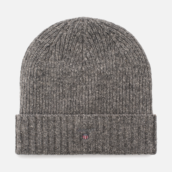 Шапка Gant Basic Fleece Lined Cotton/Wool Beanie Dark Grey Melange