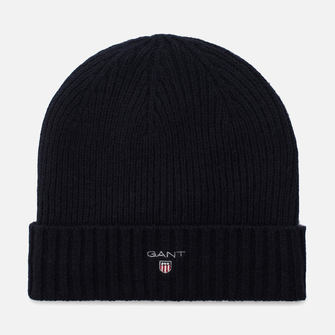 Шапка Gant Basic Fleece Lined Cotton/Wool Beanie Navy