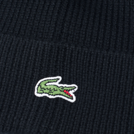Шапка Lacoste Ribbed Wool Beanie Black