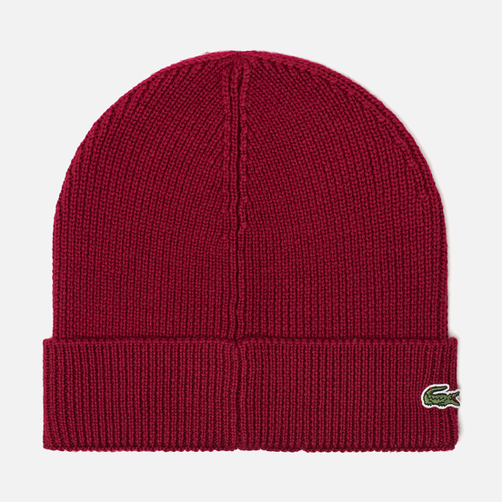 Шапка Lacoste Ribbed Wool Beanie Bordeaux Red