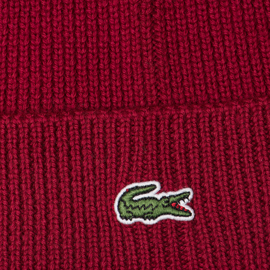 Шапка Lacoste Ribbed Wool Beanie Bordeaux Red