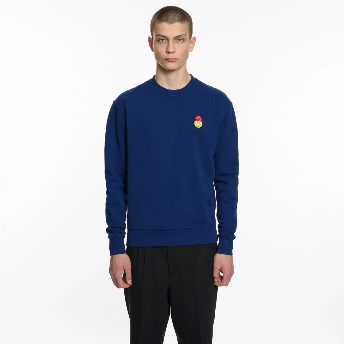 AMI Мужская толстовка Patch Smiley Crew Neck