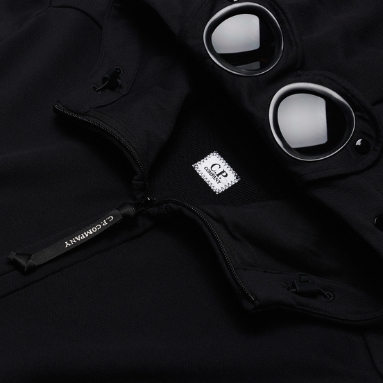 Мужская толстовка C.P. Company Diagonal Fleece Full-Zip Goggle Hooded Black