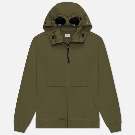 Мужская толстовка C.P. Company Diagonal Fleece Full-Zip Goggle Hooded Burnt Olive