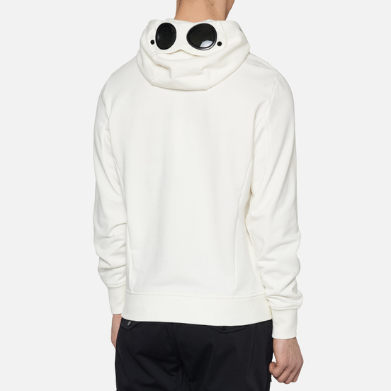 Мужская толстовка C.P. Company Diagonal Fleece Full-Zip Goggle Hooded Gauze White