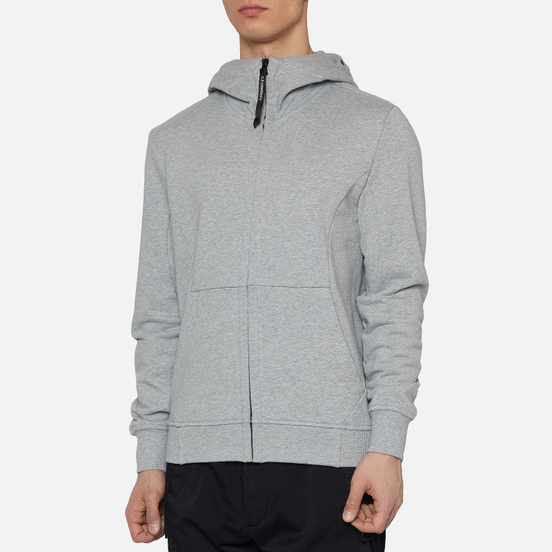 Мужская толстовка C.P. Company Diagonal Fleece Full-Zip Goggle Hooded Grey Melange