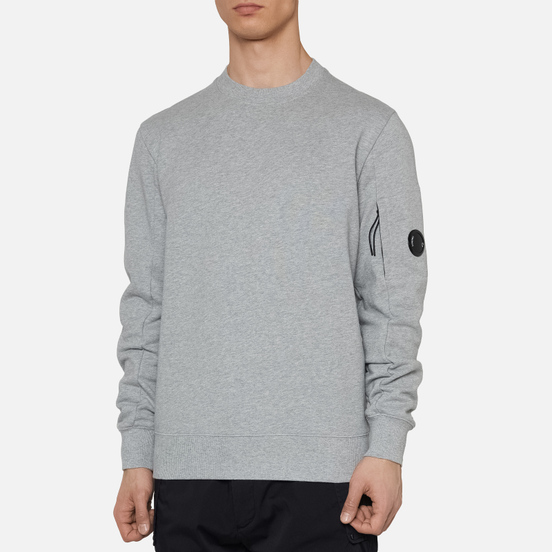 Мужская толстовка C.P. Company Diagonal Fleece Lens Crew Grey Melange