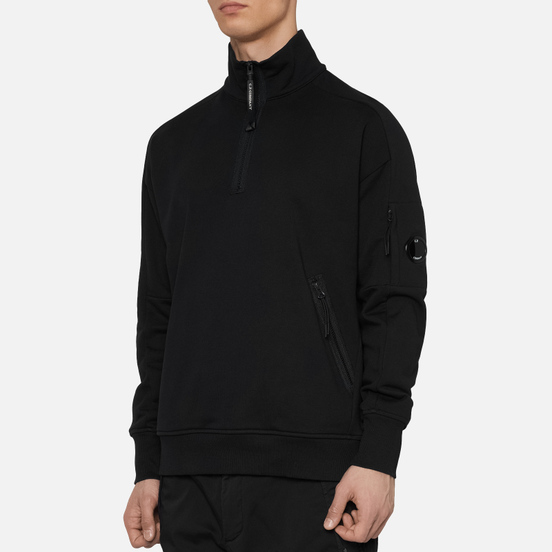 Мужская толстовка C.P. Company Diagonal Fleece Quarter Zip Lens Black