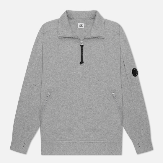 Мужская толстовка C.P. Company Diagonal Fleece Quarter Zip Lens Grey Melange