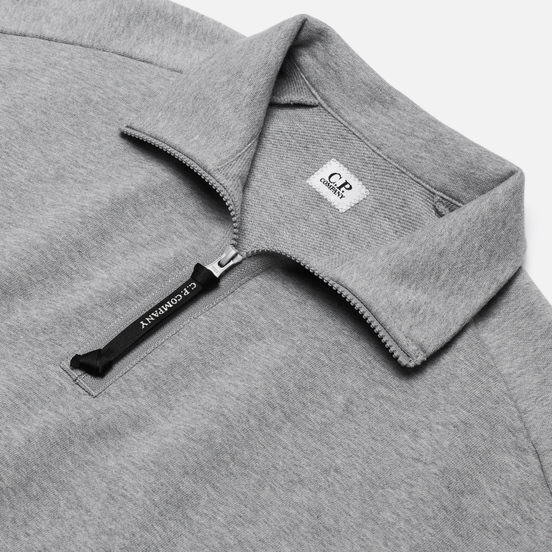 Мужская толстовка C.P. Company Diagonal Fleece Quarter Zip Lens Grey Melange