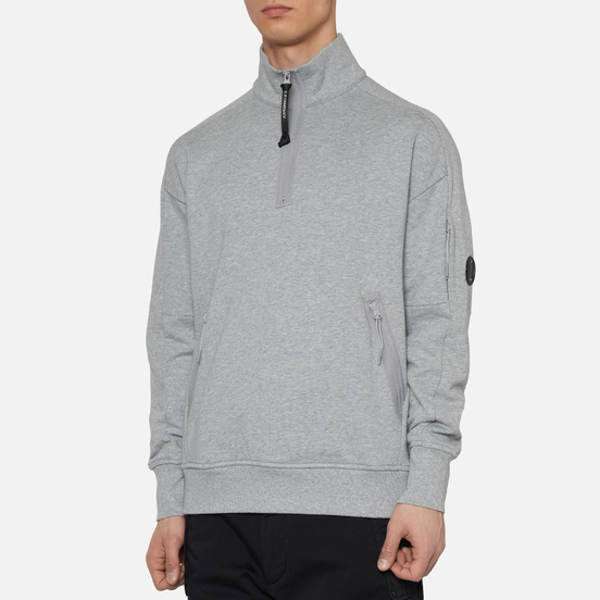 Мужская толстовка C.P. Company Diagonal Fleece Quarter Zip Lens Grey Melange
