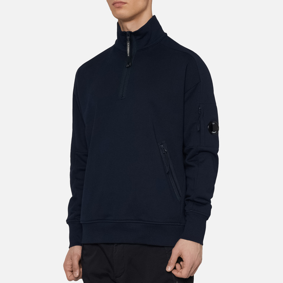 Мужская толстовка C.P. Company Diagonal Fleece Quarter Zip Lens Total Eclipse