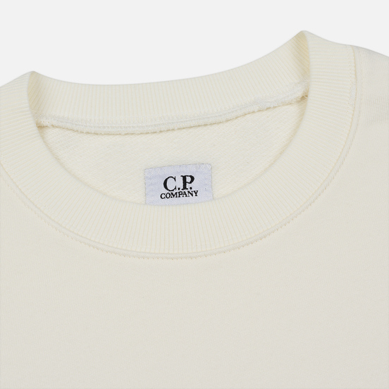 Мужская толстовка C.P. Company Diagonal Raised Fleece Chest Logo Gauze White