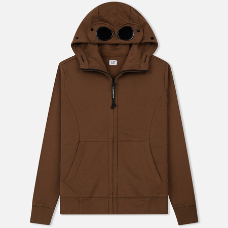 Мужская толстовка C.P. Company Diagonal Raised Fleece Goggle Full Zip Ermine Brown