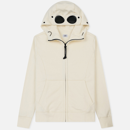 Мужская толстовка C.P. Company Diagonal Raised Fleece Goggle Full Zip Gauze White