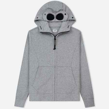 Мужская толстовка C.P. Company Diagonal Raised Fleece Goggle Full Zip Grey Melange