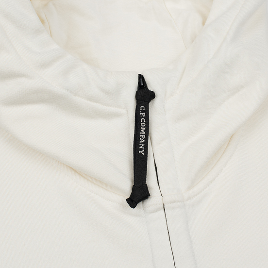 Мужская толстовка C.P. Company Diagonal Raised Fleece Goggle Full Zip Hoodie Gauze White