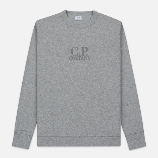 Мужская толстовка C.P. Company Heavyweight Logo Crew Neck Grey Melange