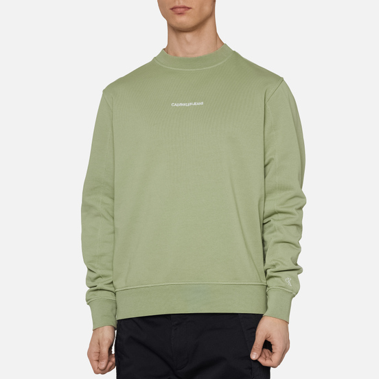 Мужская толстовка Calvin Klein Jeans Embroidered Logo Crew Sage Green