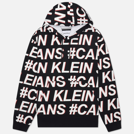 Мужская толстовка Calvin Klein Jeans Logo All Over Print Hoodie Black Exploded Hashtag