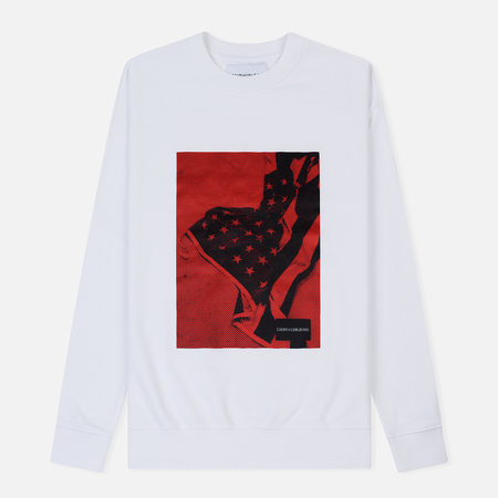 Мужская толстовка Calvin Klein Jeans USA Flag Printed Logo Bright White/Red
