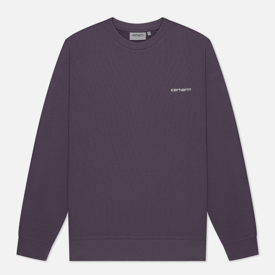 Мужская толстовка Carhartt WIP Script Embroidery 13 Oz Decent Purple/White